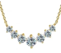 Elegant 925 sterling silver golden necklace with seven curved sparkling moissanite stones - Gold