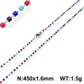 Bohemian colorful seed bead necklace in red blue black and cyan finish with 450mm length - Red Blue Black Cyan Mixed (KN107804-Z)