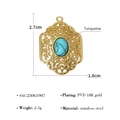 18K PVD gold plated stainless steel vintage pendant featuring a natural turquoise inlay - SAC23061907-Vintage Turquoise