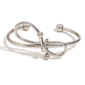 Bracelet jonc en acier argenté avec nœud papillon et perles métalliques aux bouts - Acier
