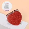 Portable heart-shaped folding makeup mirror with sparkling red glitter finish - Red Frame With Silver Inner Border + Bubble Wrap ♜
