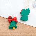 3D resin Christmas bell charms with red bows and green bells for DIY jewelry making - Green Christmas Bell