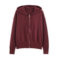 Sudadera de punto con capucha granate para mujer con cordón y cremallera metálica - S / Burdeos