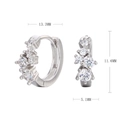 Especificaciones de tamaño para pendientes de aro de plata S925 con circonitas - Plata 925 chapada en oro blanco