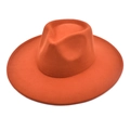 Classic orange wool fedora hat with a wide brim and teardrop crown for autumn and winter - M (56-58cm) / Caramel color