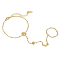 18K vergulde handketting vingerarmband met zon- en maanbedeltjes voor dames - Goud