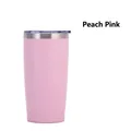 Double-walled stainless steel 20oz tumbler with peach pink powder coating and clear lid - Powder Coated Pink