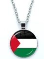 Rund Halskette mit Anhänger mit Palästina-Flagge Zeit-Edelstein in lebhaften Farben - Stil 7