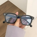 Classic black square frame glasses with blue light lenses and silver temple accents - Black Frame Blue