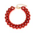 Adjustable red heart-shaped chunky link pet necklace with gold lobster clasp - Red