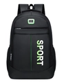 Black casual sport backpack with large capacity and green gradient SPORT logo - 8008 Green