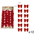 12-pack of red flocked Christmas bows with gold ties, 5cm size for tree decoration - Red Bow-knots 12 Pcs/Pack / Red