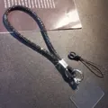 Luxurious black rhinestone wrist strap phone lanyard with silver metal clasp - Wrist Style Figure-8 Rhinestone Lanyard + Transparent Patch + Small Cord / Black