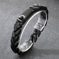 Bracciale da uomo 11mm in acciaio inossidabile nero opaco con trama intrecciata a V - Nero opaco