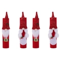Four red Christmas gnome handle covers with sequined hats and artificial fiber beards - 512B Female Style 4Pcs / 4 Pcs Pack