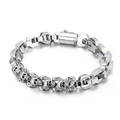 Bracciale da uomo in acciaio inossidabile con teschi gotici e catena a maglie quadrate - Argento