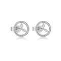 Elegant 925 sterling silver stud earrings with zirconia stones in flower design - Silver Clear Flower