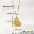 Golden conch shell pendant necklace in stainless steel with triple gold plating - Necklace (Chain And Pendant Included) / Gold Shell (NAB03-7)