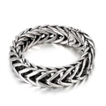 Bracelet pour homme en acier inoxydable style punk avec motif en V argenté poli - Style Tissé en V Argenté (KB77411-BD)