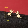 Cute gold asymmetrical cat stud earrings with hollow heart detail, 12mm size - Cat with Heart (787) / Gold