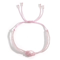 Pink and silver beaded Bohemian bracelet with heart-shaped knot and adjustable cord - Heart Knot Style (MG-B24092002B) / Pink