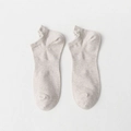 Klassische hellbeige Baumwoll-Stiefeletten mit gerippter Stütze und Fersenlasche - Einfarbig Cremeweiß