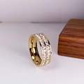 Elegant gold titanium eternity ring featuring two rows of sparkling rectangular zircon stones - US 5 / Gold Double Row