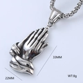 Stainless steel prayer hand pendant measuring 33mm by 22mm weighing 8g for men - Praying Hands