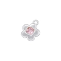Macro view of flower pendant with silver metal texture and pink square zircon inlay - VD1532 Platinum Pink Zirconia