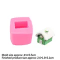 Pink silicone house mold for miniature cake decorating and candle making, size 4x4x3.5cm - Silicone / 4# Pink A858
