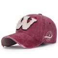 Gewassen bordeauxrode baseballpet met witte W-patch en vintage geborduurde details - Verstelbaar / Bordeauxrood