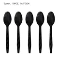 Set of 10 black motorcycle theme party plastic spoons with textured handle grips - 10PCS Spoons