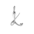 Polished silver stainless steel letter K pendant with hollow heart detail charm - Letter K / Silver