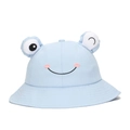 Cute light blue baby frog bucket hat with 3D eyes and embroidered smile decoration - Light Blue