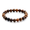 Matte black agate and yellow tiger eye beaded bracelet for men and women - Tiger's Eye with Single Matte Black Bead (KB109615-Z)