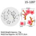 Stampo in silicone per fiori di ciliegio fai-da-te con dimensioni 8,5x8,5cm e ramo di fiori - 2# Ramo di fiori di ciliegio / Grigio