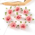 Ocho cabezas de rosas artificiales de seda rosa para manualidades y decoración floral - Rosa