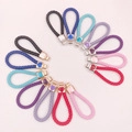Colorful braided leather zinc alloy keychains with tassels in multiple vibrant colors - Heart Woven Lanyard