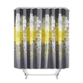 Waterproof polyester shower curtain with yellow and grey floral pattern on white background - Molly Large Yellow Flower