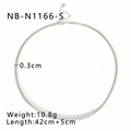Dettagli della collana a catena serpente argento con zirconi, lunghezza 42cm e larghezza 0,3cm - Collana a Catena a Serpente con Zirconi (NB-N1166-S) / Argento