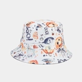 White Halloween bucket hat with all-over pumpkin and ghost cartoon pattern print - White Boo Ghost Print (4# Color)