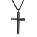Minimalist black stainless steel cross pendant necklace with a 3mm rope chain for men - 60CM / Black