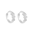 Silver lightning bolt hoop earrings with shimmering cubic zirconia stones for men - Silver Lightning Earrings - Pair (ER911)