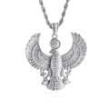 Hip hop silver eagle pendant necklace with sparkling rhinestones on twisted chain - Steel Color Eagle Pendant (KP79910-K)