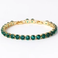 Bracelet tennis à une rangée avec zircons verts de 6 mm et monture dorée - Bleu Paon Or