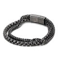 Pulsera de doble capa para hombre en acero de titanio vintage, cadena cubana plata y negro gun - Negro Vintage (KB139645-KFC)