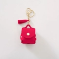 Mini red PU leather coin purse keychain with tassel detail and gold hardware for Airpods - Red