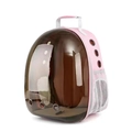 Pink panoramic space capsule pet backpack with breathable metal vents and clear dome - Pink Transparent Brown Tint