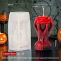 Gothic rose in hands silicone mold for Halloween candles and resin crafts with measurements - Hand Holding Rose ZL-777