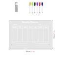 Detailed set of acrylic weekly planner board with six colored markers and metal mounting parts - TYU312 Simple Weekly